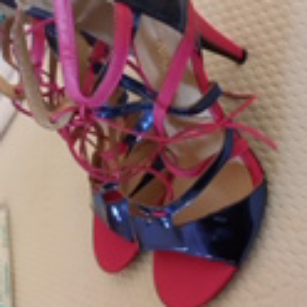 Blue and pink heels